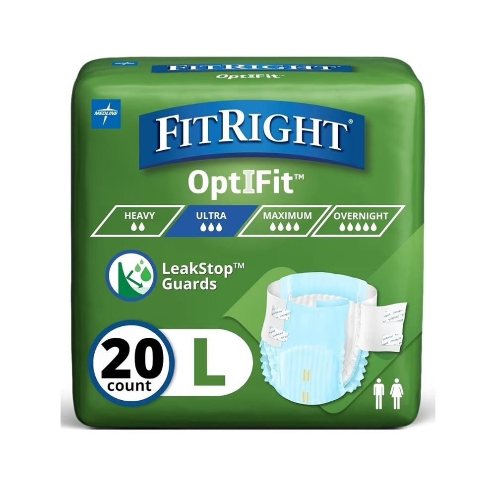 FitRight Extra+ Adult Diapers, Incontinence Briefs Large (44"-56") 20 Count